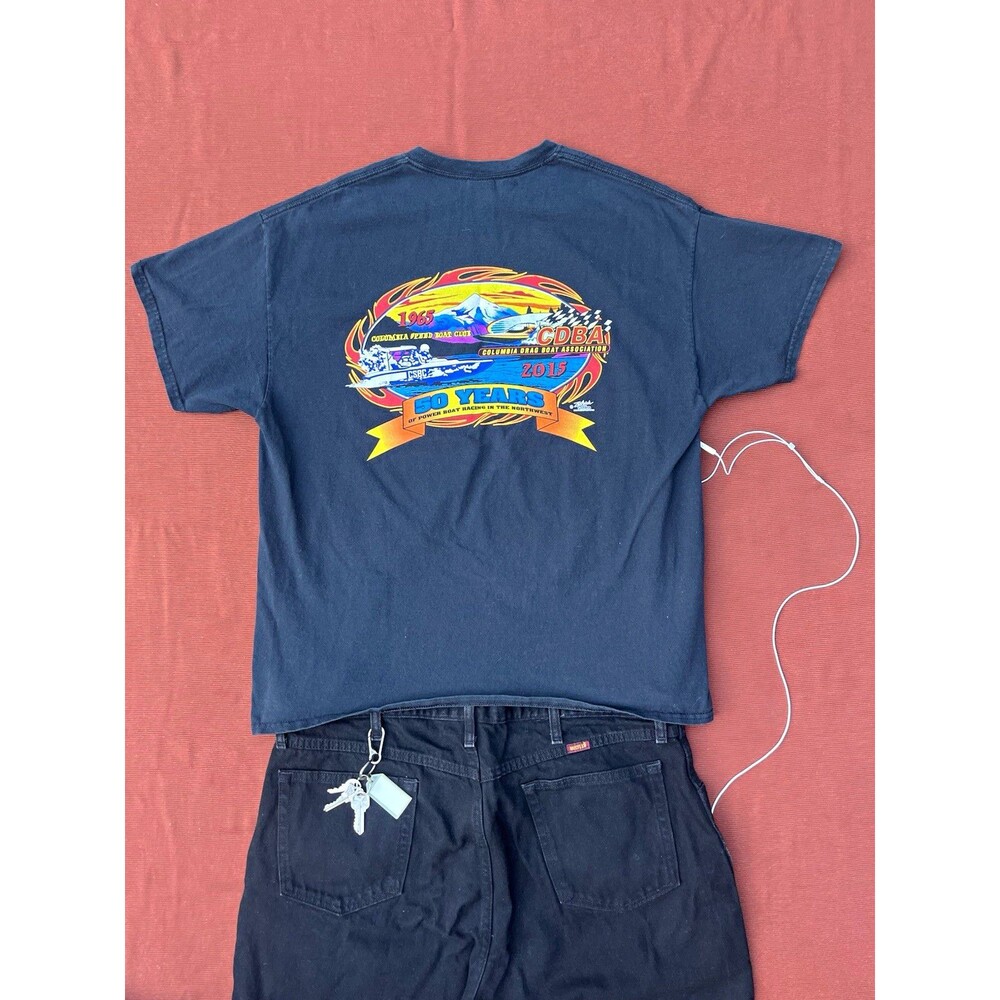 Y2K Columbia Drag Boat 50 Years Racing Graphic Skater T Men’s XL